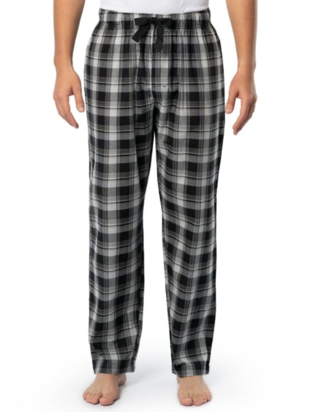 Fruit of the Loom Men’s XL Plaid Flannel Pajama Pants Black Gray NWOT